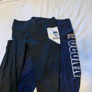 2 NWOT pairs UConn VS Pink leggings (XS and S)